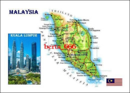 Malaysia Country Map New Postcard * Carte Geographique * Landkarte - Malaysia