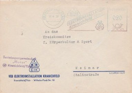 DDR Brief Mit Freistempel Kranichfeld Ilm 1955 Blau IKA VEB Elektroinstallation - Maschinenstempel (EMA)