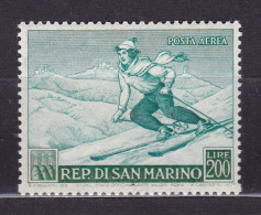 1953 San Marino Saint Marin SPORT I° PROPAGANDA SPORTIVA Sciatrice 200L Verde Posta Aerea MNH** SKIER Airmail - Nuevos