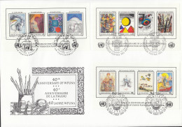 UNO NEW YORK  Trio-FDC Block 9, G Block 4, W Block 3, 40 Jahre WFUNA, 1986 - FDC