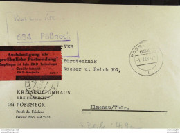 DDR: ZKD-Fern-Brf Mit ZKD-K-St. Und Rotem Aufkleber "Aushändigung Als Gew. Postsendung!" Pössneck 1.2.68 Knr: AFS,ZKD 7 - Briefe U. Dokumente