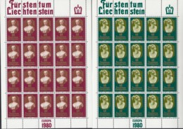 LIECHTENSTEIN  741-742, 2 Kleinbogen, Postfrisch **, Europa: Bedeutende Persönlichkeiten, 1980 - Blocs & Feuillets