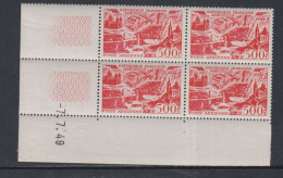 France P. A. N° 27 XX Marseille En Bloc De 4 Coin Daté Du 7 . 7  . 49 ;  Sans Charnière, TB - Airmail