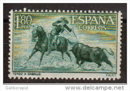 ESPAÑA AÑO 1960 EDIFIL 1264 * MH Sello Nuevo Con Fijasellos - FIESTA NACIONAL TAUROMAQUIA - 1,80 Ptas - Used Stamps