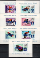 Fujeira 1969 Olympic Games Sapporo Set Of 7 S/s Imperf. With Blue Overprint MNH -scarce- - Inverno1972: Sapporo