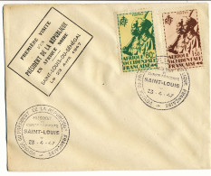 HERAULT ENV 1877 GARE SENEGAL ENV 1947 COMMEMO 1ERE VISITE PRESIDENT A ST LOUIS - Cartas & Documentos