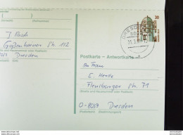 BRD-VGO: Gs-Karte Mit 30 Pf Celle Kompl. Gest. Dresden 15.3.91 U. Dresden 21.3.91-diese Gs Gab Es Nur Im VGO! Knr: P148 - Postkaarten - Gebruikt