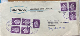 TURKEY TO GERMANY 1978, ADVERTISING COVER USED, RARE SHIPMENT NOTICE HAND STAMP BACKSIDE, SUPSAN MOTAR ENGINE VALVES IND - Storia Postale