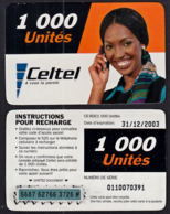 Tc030 DR CONGO, Celtel, Lady On Phone, 1000 Unités, Used - Kongo