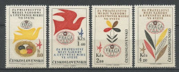 TCHECOSLOVAQUIE 1962 PA N° 53/56 ** Neufs MNH Superbes C 15 € Oiseaux Birds Colombes Exposition Philatélique Prague - Poste Aérienne