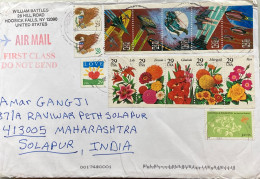 USA 2024, COVER USED TO INDIA, EAGLE, 5 DIFF FLOWER, &  SPACE, GIVING & SHARING, LOVE, 14 DIFF STAMP, HOOSICK FALLS CITY - Covers & Documents