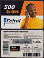 Tc038 DR CONGO, Celtel, Boy On Phone, 500 Unités, Used - Kongo