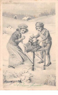 Animaux - N°60520 - Bonne Année - Enfants S'occupant D'un Cochon - Cochons
