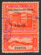 1932 Hungary Consular VISA Revenue Tax LAKE BALATON Tihany Abbey Church Budapest NAT. MUSEUM 1.2 1 Gold Pengő OVERPRINT - Fiscale Zegels
