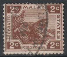 Malaya Federated States FMS Scott 51 - SG54, 1922 Leaping Tiger 2c Brown Used - Federated Malay States