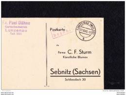 OPD: Karte Von LUZENA (MULDE) Vom 3.10.45 R1 Rot . Nach SEBNITZ  Knr: Geb.bez (Kopiak 5 Pkte) - Covers & Documents