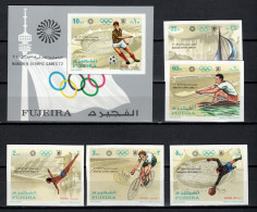 Fujeira 1971 Olympic Games Munich, Football Soccer, Cycling, Rowing Etc. Set Of 5 + S/s Imperf. MNH - Verano 1972: Munich