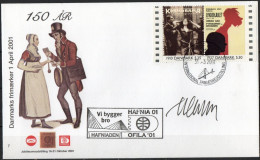 Martin Mörck. Denmark 2001. Danish Revue. Michel 1236, 1250, Pair. Cover With Special Cancel And  Cachet.  Signed. - Brieven En Documenten