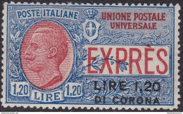 1922 Dalmazia, Soprastampato Lire 1,20 Di Corona,  Espresso N° 2 , MNH/** - Andere & Zonder Classificatie