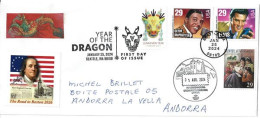 2024. YEAR OF THE DRAGON.  FDC SEATLLE,  Letter Sent To Andorra (Principality) With Arrival Postmark Andorra - Cartas & Documentos