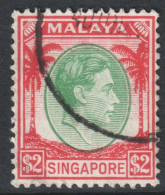 Singapore Scott 19 - SG14, 1948 George VI $2 Green Perf 14 Used - Singapore (...-1959)