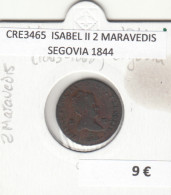 CRE3465 MONEDA ESPAÑA ISABEL II 2 MARAVEDIS SEGOVIA 1844 - Other & Unclassified