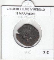 CRE3418 MONEDA ESPAÑA FELIPE IV RESELLO 8 MARAVEDIS - Otros & Sin Clasificación