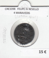 CRE3398 MONEDA ESPAÑA FELIPE IV RESELLO 4 MARAVEDIS - Otros & Sin Clasificación