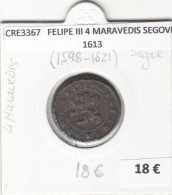 CRE3367 MONEDA ESPAÑA FELIPE III 4 MARAVEDIS SEGOVIA 1613 - Autres & Non Classés