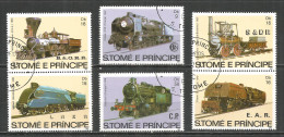 Sao Tome And Principe 1982 Year, Used Stamps Set Trains - São Tomé Und Príncipe