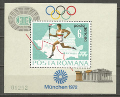 Romania 1972 Mint Block MNH(**) Sport Munich '72  - Blocks & Sheetlets