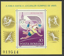 Romania 1980 Mint Block MNH(**) Sport , Moscow '80 - Blocks & Sheetlets