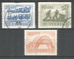 Sweden 1956 Year Used Stamps Michel # 418-420 Trains - Oblitérés