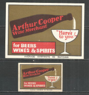 UdSSR Russia 2 Old Export Matchbox Labels Arthus Cooper For Beers - Boites D'allumettes - Etiquettes