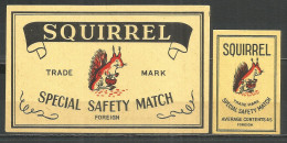 UdSSR Russia 2 Old Export Matchbox Labels Squirrel - Boites D'allumettes - Etiquettes