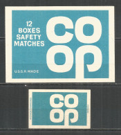 UdSSR Russia 2 Old Export Matchbox Labels Coop - Boites D'allumettes - Etiquettes