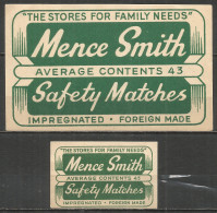 UdSSR Russia 2 Old Export Matchbox Labels Mence Smith - Boites D'allumettes - Etiquettes