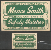 UdSSR Russia 2 Old Export Matchbox Labels Mence Smith - Matchbox Labels