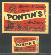 UdSSR Russia 2 Old Export Matchbox Labels Pontin's - Matchbox Labels