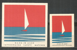 UdSSR Russia 2 Old Export Matchbox Labels Sailboat  - Boites D'allumettes - Etiquettes