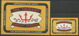 UdSSR Russia 2 Old Export Matchbox Labels The Trident   - Boites D'allumettes - Etiquettes