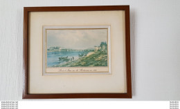 PONT D'IRUN SUR LA BIDASSOA EN 1830 VUE ENCADREE AVEC RELIEF DIMENSION TOTAL  24 X 20.50 CM PARFAIT ETAT - Altri & Non Classificati