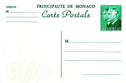 *CPM - MONACO - CARTE ENTIER POSTAL YT 38 NEUF TTB - Rainier III Et Albert 1f80 Vert - Entiers Postaux