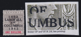 Bahamas, SG 171c, MLH "Broken OF And US" Variety - 1859-1963 Kolonie Van De Kroon