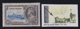 Virgin Islands, SG 104m, MLH "Bird By Turret" Variety - Iles Vièrges Britanniques