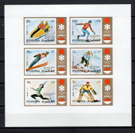 Fujeira 1972 Olympic Games Sapporo Sheetlet With Winners Overprint Imperf. MNH - Invierno 1972: Sapporo