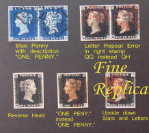 UK Great Britain, Black & Blue Penny Error - Fantacy Cinderella Stamps - Cinderellas