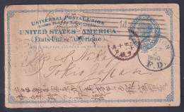 US Postal Card UX6 From Boston Mass 1890 To TOKYO, JAPAN (creases) - Storia Postale