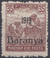 Hongrie Baranya 1919 Mi 25 * Moissonneurs (A16) - Baranya