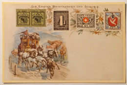 TIMBRES SUISSE / Calèche à Chevaux - Carte Postale Représentant Timbres - Briefmarken (Abbildungen)